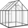 A greenhouse with a gray frame and clear panels, shown from a three-quarter angle against a white background. Náhled obrázku produktu