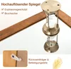 A mirror with a wooden frame and an hourglass on it, reflecting the scene. A small inset shows mounting hardware. Podgląd zdjęcia produktu