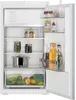An open refrigerator with food items on shelves. Produktbild-Vorschau