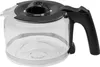 A clear glass coffee pot with a black lid and handle, sitting on a white background. Anteprima dell’immagine prodotto