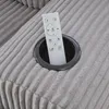 Modulares Cordsofa - 2-Sitzer mit 2 Hockern, Khaki-Hellgrau Produktbild-Vorschau 15