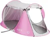 A pink and white pop-up beach tent is shown from the front. Produktbild-Vorschau