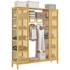 HOMCOM Armoire penderie en bambou armoire de rangement avec Voir les images du produit 1