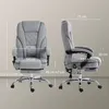 Two views of a gray office chair with dimensions indicated by white lines and text. Produktbild-Vorschau