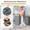 A woman is holding a laundry basket in a laundry room with shelves of towels in the background. Náhled obrázku produktu
