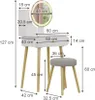 Toaletka Vicco Edda Biały 60 cm z lustrem LED i stołkiem, Podgląd zdjęcia produktu 7