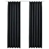 vidaXL Rideaux occultants avec crochets 2 pcs. noir Voir les images du produit 1