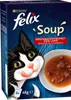 A box of Felix cat food soup with a cartoon cat illustration. Produktbild-Vorschau
