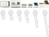 A collection of furniture items and technical drawings of furniture legs. Produktbild-Vorschau