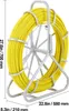 A yellow cable wound on a metal reel stand, with dimensions indicated by text overlays. Náhľad obrázku produktu