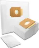 A collection of white vacuum cleaner bags with brown cardboard connectors, arranged on a white background. Produktbild-Vorschau