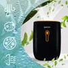 A black dehumidifier with an orange accent is shown with green leaves and water droplets, suggesting air purification and freshness. Anteprima dell’immagine prodotto