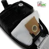 Close-up view of a vacuum cleaner bag compartment with a new vacuum bag being inserted, and a logo in the top right corner. Náhled obrázku produktu