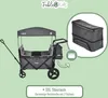A FableKids Bollerwagen Leo X4Plus in Fossil Gray, shown with a detachable XXL storage bag. Produktbild-Vorschau