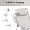 Diagram showing the different reclining angles of a lounge chair. Voir les images du produit