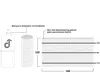 Diagram showing a biodegradable shipping bag, a bundle of bamboo poles, and a diagram of bamboo poles with dimensions and labels. Produktbild-Vorschau