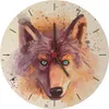 Wolf in Wasserfarbenoptik Wanduhr aus MDF Produktbild-Vorschau 1