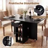 A black dining table with storage, set up in a dining room with chairs. Náhľad obrázku produktu