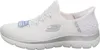 A side view of a white Skechers shoe. Voir les images du produit