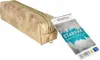 A golden pencil case with a tag attached. Anteprima dell’immagine prodotto