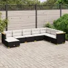 vidaXL 8-tlg. Garten-Sofagarnitur mit Kissen Schwarz Poly Produktbild-Vorschau 2