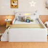 A child's bedroom with a white bed, bedside table, and wall decorations. Anteprima dell’immagine prodotto