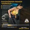 A woman is performing a weightlifting exercise with a barbell in a gym setting. Produktbild-Vorschau