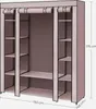 A fabric wardrobe with shelves and a hanging rod, shown with dimensions indicated. Náhled obrázku produktu