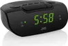 A black JVC digital alarm clock with a green LED display showing 5:58. Voir les images du produit