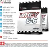 Two bags of HI TEC Nutrition Whey C-6 protein powder are displayed, with one bag prominently in the foreground and another smaller bag behind it. Text and graphics on the packaging highlight product features and branding. Produktbild-Vorschau