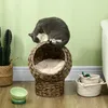 PawHut Rattan Katzenkorb Katzenhöhle Katzenbett mit Kissen Produktbild-Vorschau 7