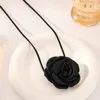 Naszyjnik Choker Ozdobny Kwiat Na Szyję Długi Czarny Róża Podgląd zdjęcia produktu 7