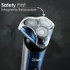 Close-up of an electric shaver head with a protective cover, against a dark textured background. Produktbild-Vorschau