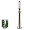A silver outdoor lamp with a white top and a green warranty badge on a white background. Produktbild-Vorschau