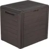 A dark brown storage box with a wood-grain texture is shown against a white background. Voir les images du produit
