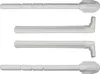 Four white toilet flush actuator levers are arranged vertically against a white background. Náhled obrázku produktu