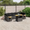 Design 8-tlg. Garten-Sofagarnitur mit Kissen Schwarz Poly Produktbild-Vorschau 1