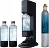 A black soda maker with two bottles of water and a CO2 cylinder. Voir les images du produit