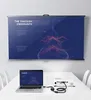 A laptop and projector are set up on a table, connected by cables, projecting an image onto a screen. Voir les images du produit