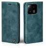 A teal flip case for a smartphone is shown from two angles, open and closed. Produktbild-Vorschau