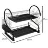 A black two-tier dish drying rack with dimensions indicated. Produktbild-Vorschau