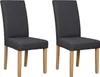 Two dark gray fabric dining chairs with natural wood legs are shown against a white background. Produktbild-Vorschau