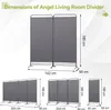 Collage of images showing different configurations and dimensions of a room divider. Voir les images du produit