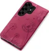 A close-up view of a magenta phone case with a dandelion design. Produktbild-Vorschau
