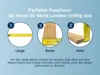 Diagrams showing how to measure the length, width, and height of wooden slats. Produktbild-Vorschau
