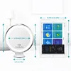 A cosmetic mirror with LED lighting and a tablet are shown side-by-side with dimensions indicated. Produktbild-Vorschau
