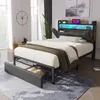 A bedroom scene featuring a bed with storage and LED lighting. Anteprima dell’immagine prodotto