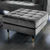 Moderner Hocker COMFORT 80cm grau  Samt Taschenfederkern Produktbild-Vorschau 1