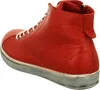 A single red high-top sneaker shown from the side. Voir les images du produit