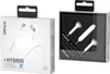 Two product boxes for DeFunc BT Earbud Plus Hybrid headphones, one white and one black, displayed side-by-side. Produktbild-Vorschau